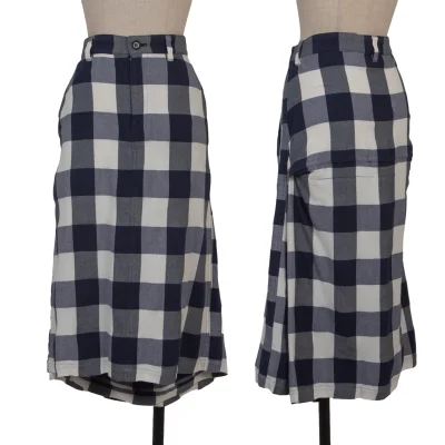 Y's Cotton Rayon Check 2WAY Skirt Pants