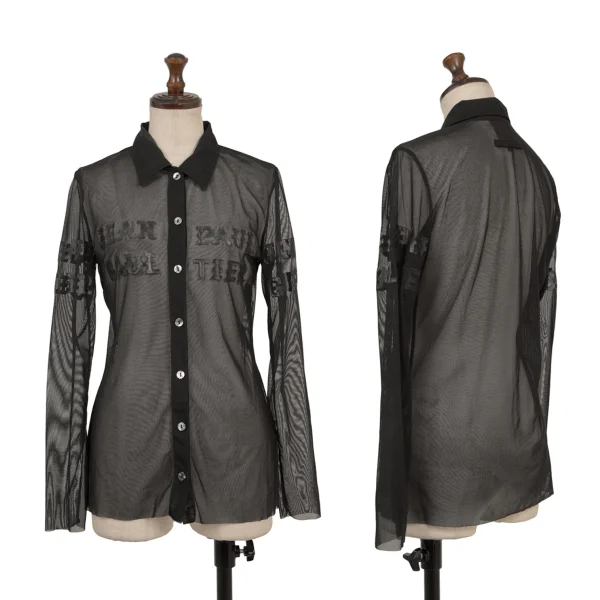Jean Paul GAULTIER CLASSIQUE Rubber Logo Print Mesh Shirt Black 40 K-174980_001