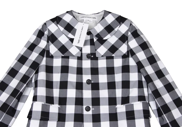 COMME des GARCONS GIRL Cotton Check Sailor Collar Layered Round Collar Jacket K-174987_003
