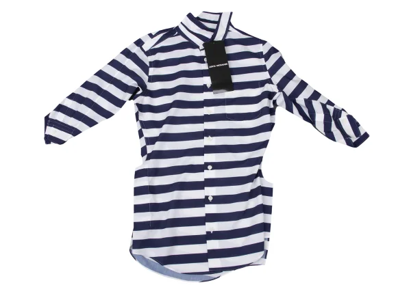 JUNYA WATANABE Poly Twisted Switching Design 3/4 Sleeve Stripe Shirt K-174989_002