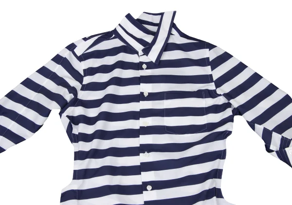 JUNYA WATANABE Poly Twisted Switching Design 3/4 Sleeve Stripe Shirt K-174989_003