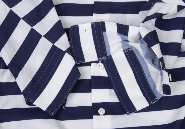 JUNYA WATANABE Poly Twisted Switching Design 3/4 Sleeve Stripe Shirt K-174989_008