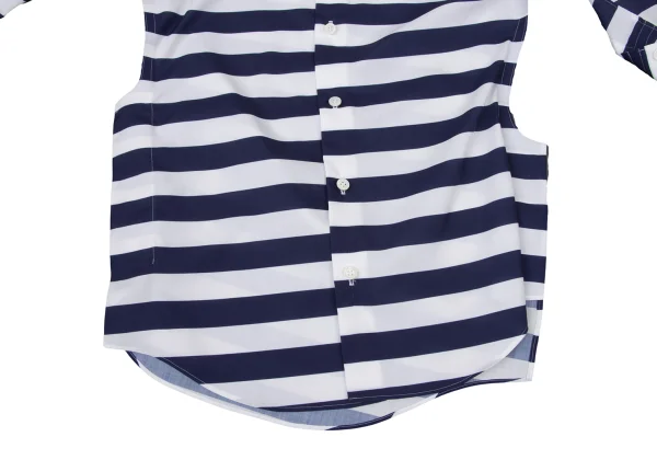 JUNYA WATANABE Poly Twisted Switching Design 3/4 Sleeve Stripe Shirt K-174989_009