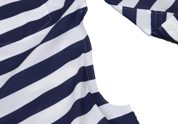 JUNYA WATANABE Poly Twisted Switching Design 3/4 Sleeve Stripe Shirt K-174989_010