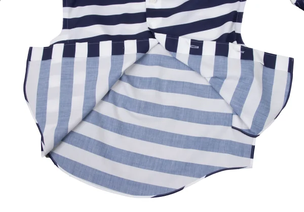 JUNYA WATANABE Poly Twisted Switching Design 3/4 Sleeve Stripe Shirt K-174989_012