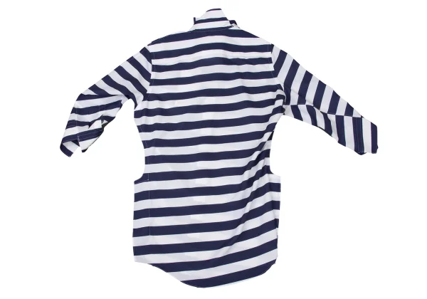 JUNYA WATANABE Poly Twisted Switching Design 3/4 Sleeve Stripe Shirt K-174989_013