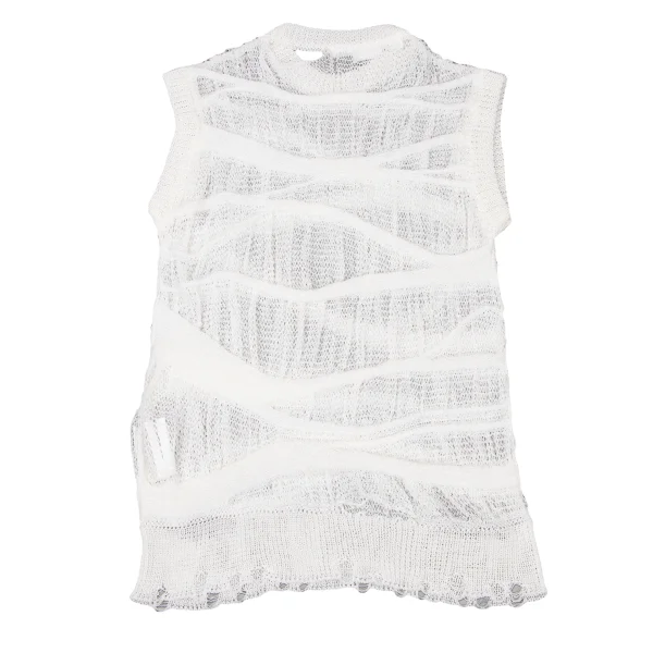 JUNYA WATANABE Linen Blend Crush Design Sleeveless Knit Top K-174990_011