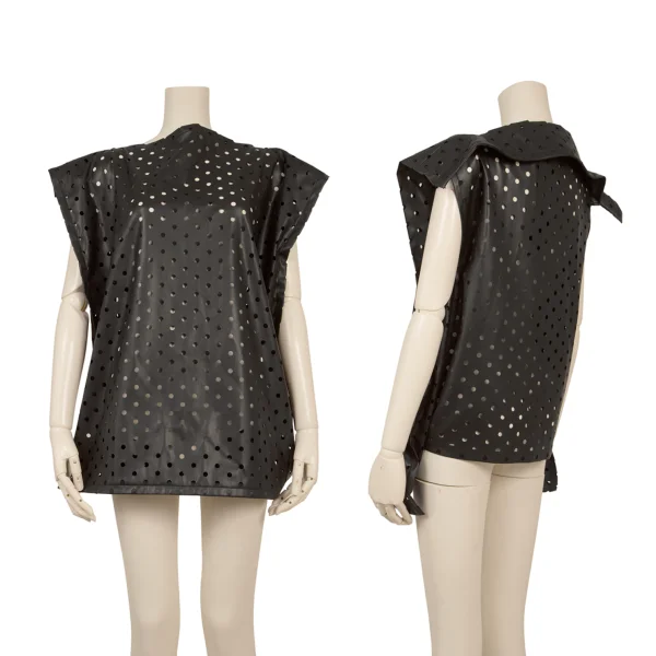 JUNYA WATANABE Square Silhouette Punching Faux Leather Top Black L K-174992_001