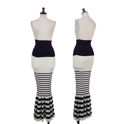 JUNYA WATANABE Wool Blend Ribbed Knit Paneling Flare Skirt 