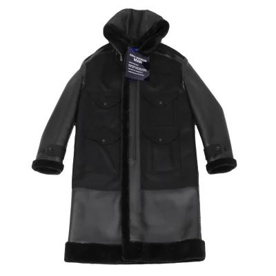 JUNYA WATANABE×FILSON Back Check Panel Detail Faux Leather Hooded Coat