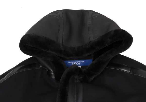 JUNYA WATANABE×FILSON Back Check Panel Detail Faux Leather Hooded Coat K-174997_003