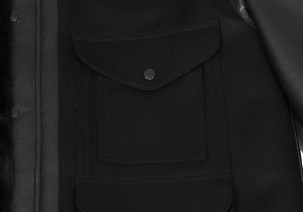 JUNYA WATANABE×FILSON Back Check Panel Detail Faux Leather Hooded Coat K-174997_007