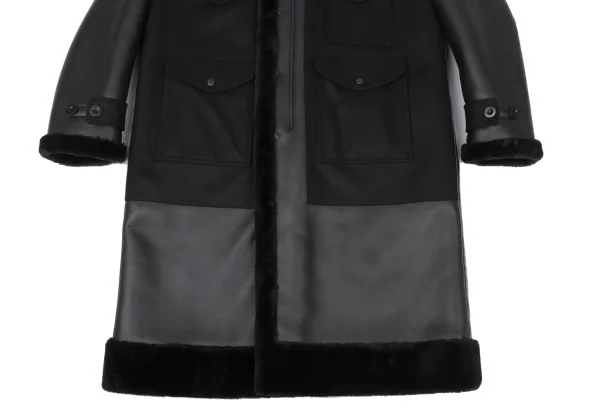 JUNYA WATANABE×FILSON Back Check Panel Detail Faux Leather Hooded Coat K-174997_011