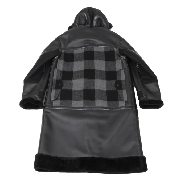 JUNYA WATANABE×FILSON Back Check Panel Detail Faux Leather Hooded Coat K-174997_014