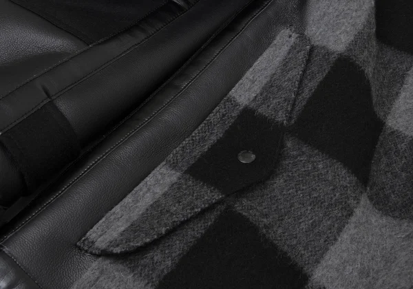 JUNYA WATANABE×FILSON Back Check Panel Detail Faux Leather Hooded Coat K-174997_017