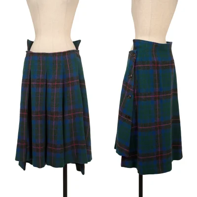 sunao kuwahara I.S. Wool Check Side Button Skirt