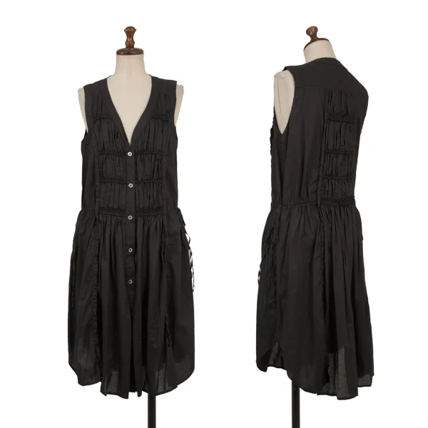 FRAPBOIS Cotton Gather Sleeveless Dress Black 1 K-175002_001