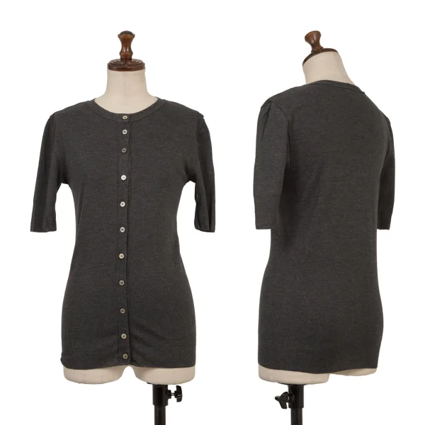 TSUMORI CHISATO Cotton Short Sleeves Knit Cardigan Grey M K-175005_001