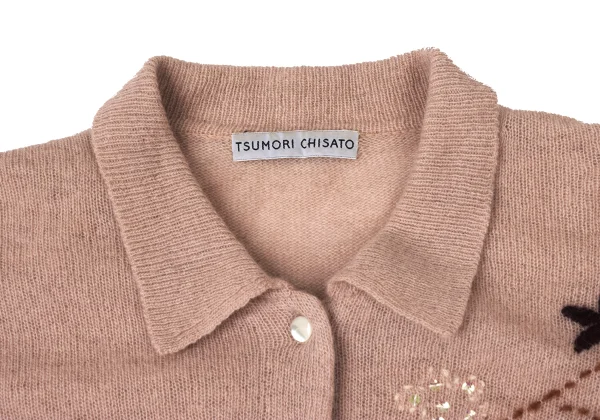 TSUMORI CHISATO Floral Swquins Embroidery Wool Knit Cardigan K-175006_004