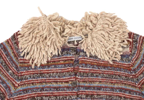 TSUMORI CHISATO Fringe Detail Colorful Striped Knit Cardigan K-175007_004