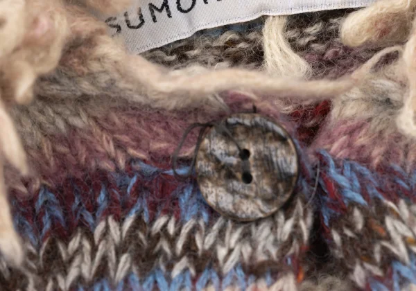 TSUMORI CHISATO Fringe Detail Colorful Striped Knit Cardigan K-175007_005