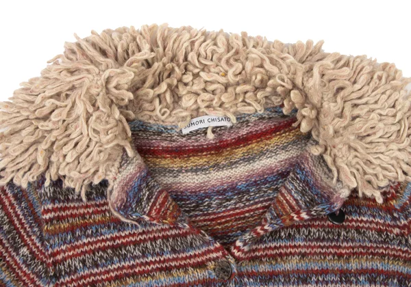 TSUMORI CHISATO Fringe Detail Colorful Striped Knit Cardigan K-175007_006