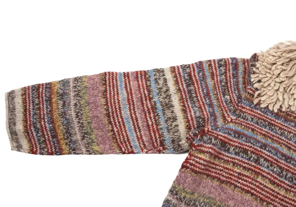 TSUMORI CHISATO Fringe Detail Colorful Striped Knit Cardigan K-175007_008