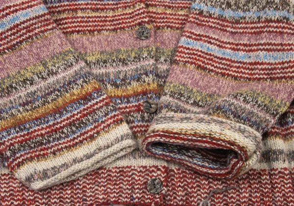 TSUMORI CHISATO Fringe Detail Colorful Striped Knit Cardigan K-175007_009