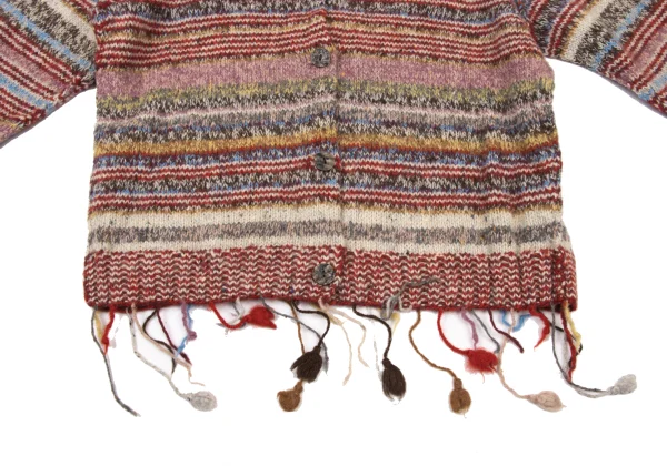 TSUMORI CHISATO Fringe Detail Colorful Striped Knit Cardigan K-175007_010