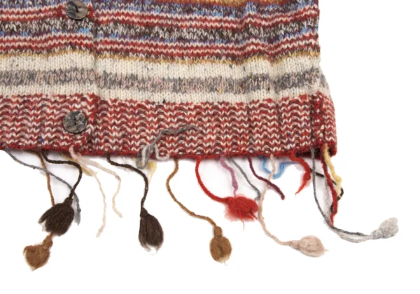 TSUMORI CHISATO Fringe Detail Colorful Striped Knit Cardigan K-175007_011