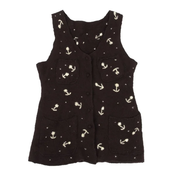 TSUMORI CHISATO Wool Felt Floral Embroidery Vest K-175010_002