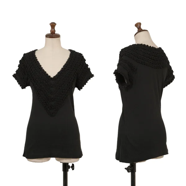 zucca Dyed Cotton Patch Design Short Sleeve T-Shirt Black M K-175011_001
