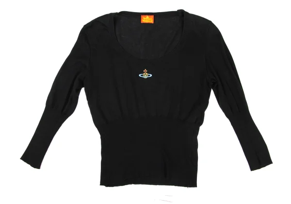 Vivienne Westwood Vintage "Red Tag" Wool Orb Embroidery Wide Neck Knit Top K-175016_002