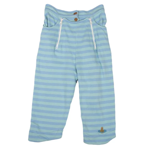 Vivienne Westwood Red Tag Orb Embroidered Striped Cropped Pants Sky blue S K-175018_001