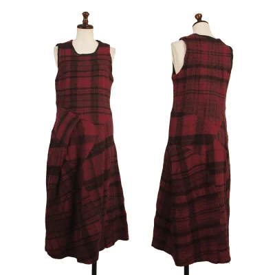 tricot COMME des GARCONS Brushed Plaid Sleeveless Dress
