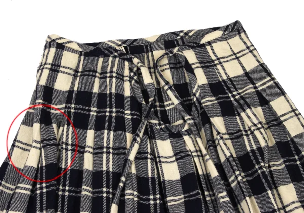 COMME des GARCONS Wool Plaid Pleated Waist-string Skirt K-175027_003