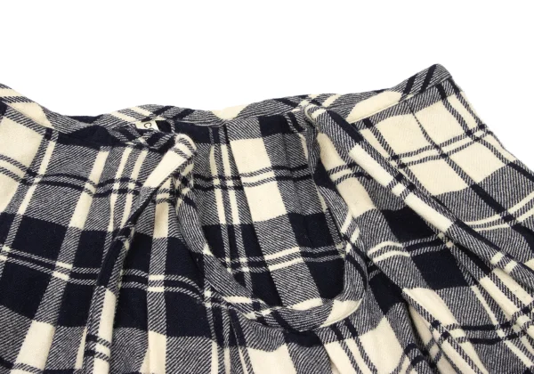 COMME des GARCONS Wool Plaid Pleated Waist-string Skirt K-175027_005