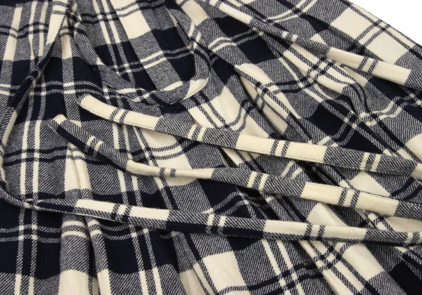 COMME des GARCONS Wool Plaid Pleated Waist-string Skirt K-175027_006