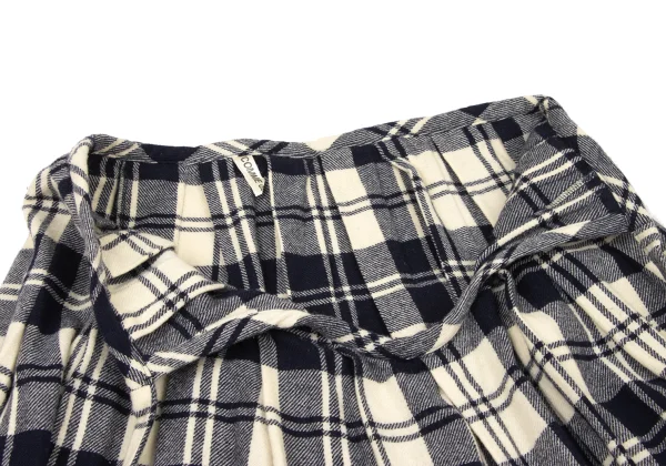 COMME des GARCONS Wool Plaid Pleated Waist-string Skirt K-175027_007