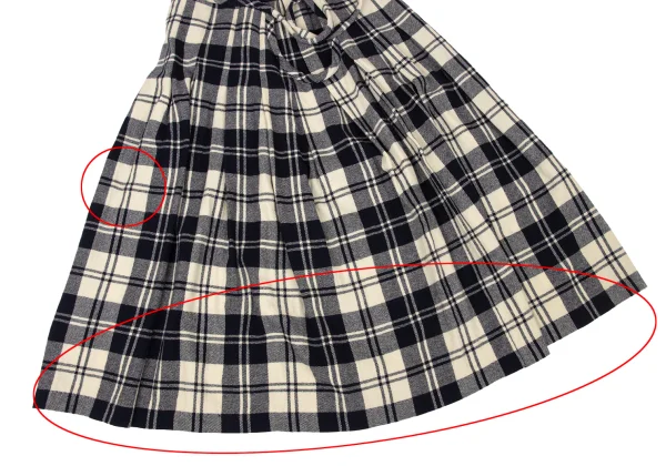 COMME des GARCONS Wool Plaid Pleated Waist-string Skirt K-175027_008