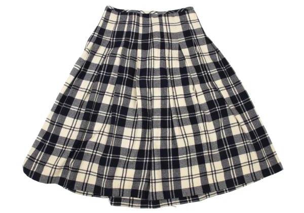 COMME des GARCONS Wool Plaid Pleated Waist-string Skirt K-175027_012