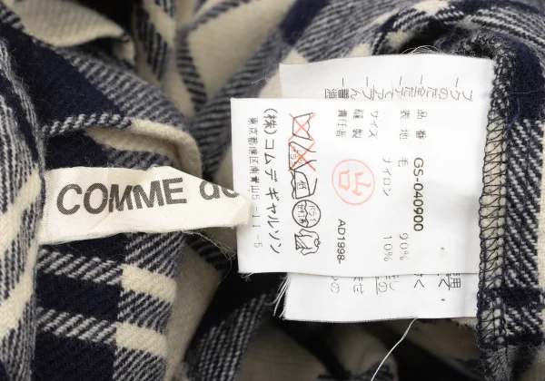 COMME des GARCONS Wool Plaid Pleated Waist-string Skirt K-175027_015