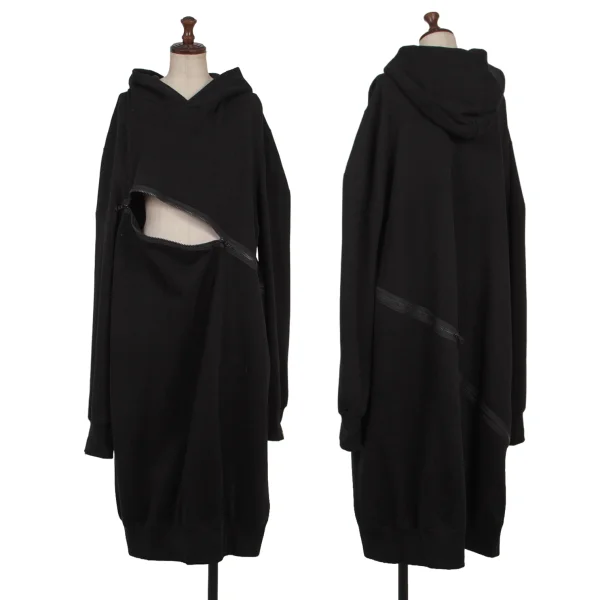 B Yohji Yamamoto Curve Zip Design Long Hoodie Black 2 K-175037_001