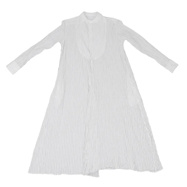 Y's Cotton Cupra Stripe Shirring Shirt Dress K-175040_002
