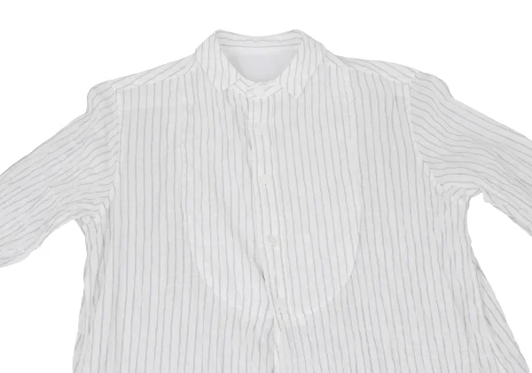 Y's Cotton Cupra Stripe Shirring Shirt Dress K-175040_003
