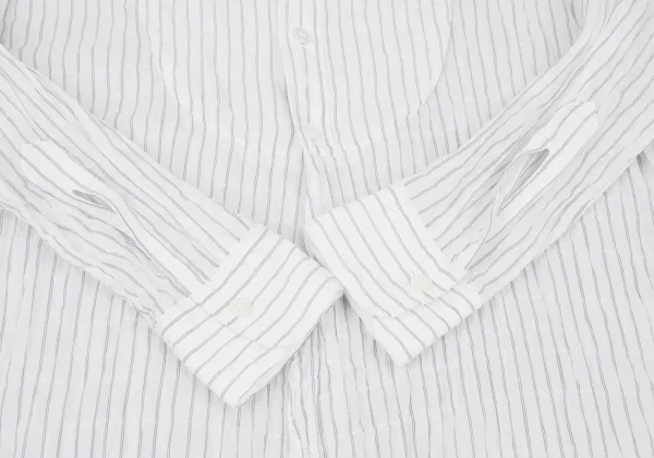 Y's Cotton Cupra Stripe Shirring Shirt Dress K-175040_006
