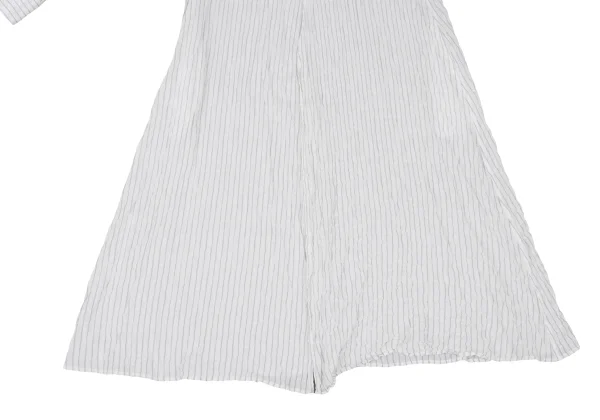 Y's Cotton Cupra Stripe Shirring Shirt Dress K-175040_008
