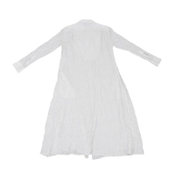 Y's Cotton Cupra Stripe Shirring Shirt Dress K-175040_012