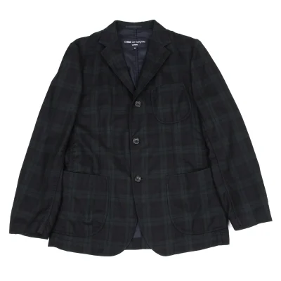COMME des GARCONS HOMME Wool Black Watch Puckered Jacket