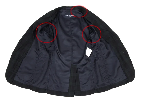 COMME des GARCONS HOMME Wool Black Watch Puckered Jacket K-175048_011